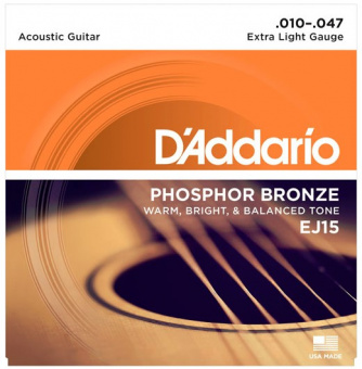 Струны для акустической гитары 10-47 D'Addario EJ15 PHOSPHOR BRONZE