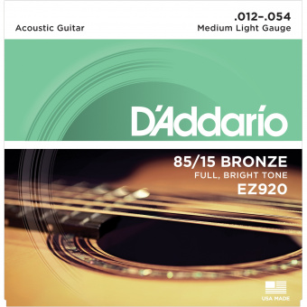 Струны для акустической гитары 12-54 D'Addario EZ920 AMERICAN BRONZE 85/15