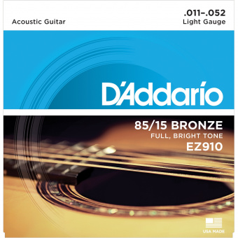 Струны для акустической гитары 11-52 D'Addario EZ910 AMERICAN BRONZE 85/15